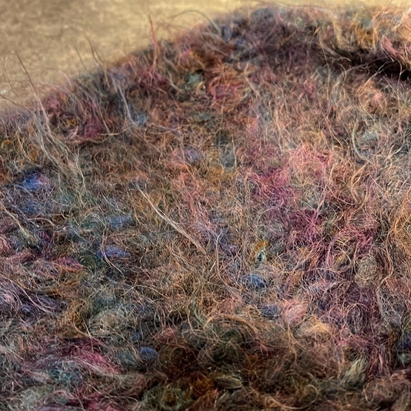 VTG Handmade Multicolored Wool Knit Collared Puffed Sleeve Cardigan Sweater. - Picture 8 of 8